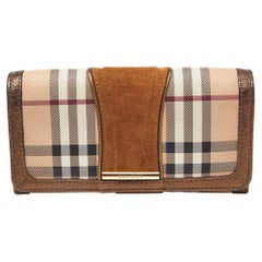 Burberry Metallic Nova Check PVC, Leather and Suede Flap Continental Wallet
