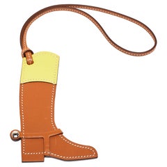 Hermes Natural Sable/Jaune de Naples Veau Butler & Swift Paddock Boot Bag Charm