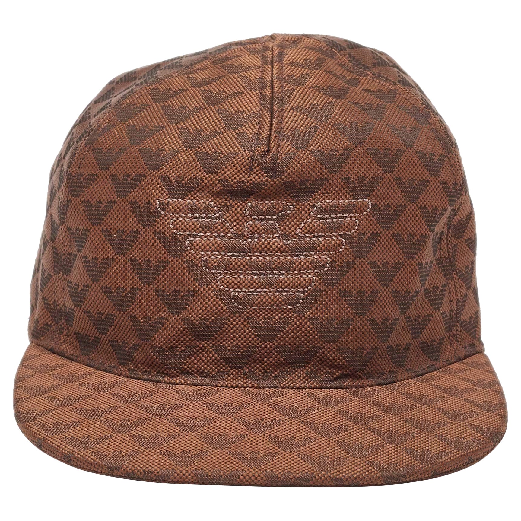 Emporio Armani Brown Logo Jacquard Aquila Baseball Hat S