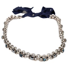 Lanvin Silver Chain Crystal Tie Belt