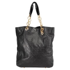 Dior 2008 Fourre-tout Lady Dior en cuir souple noir embossé