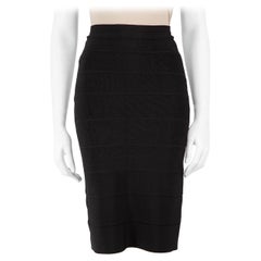 Herve Leger Schwarzer taillierter Bandage Knielanger Rock Größe XS