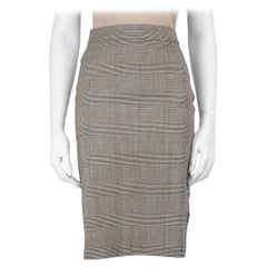 Gonna a tubino increspata al ginocchio Dior Grey Tartan Taglia L.