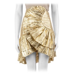 Alice McCall Gold Ruffled Mini Cha Cha Skirt Size XS