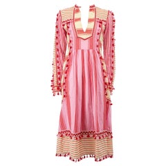 Dodo Bar Or Rosa Gestreiftes Quasten V-Ausschnitt Midikleid Größe M