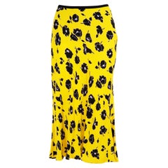 Diane Von Furstenberg Yellow Floral Midi Skirt Size XXS