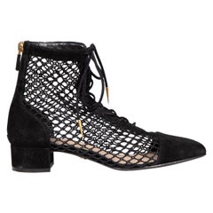 Dior Black Suede Naughtily D Lace-Up Ankle Heels Size IT 36.5