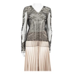J.Mendel Top de tul negro con pedrería tribal talla M