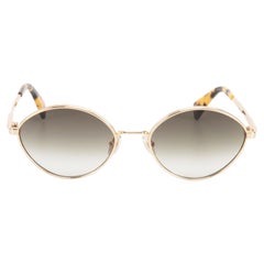Lanvin Gold Metal Gradient Oval Sunglasses
