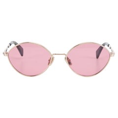 Lanvin Gold Metal Tinted Oval Sunglasses