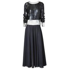 Yves Saint Laurent Sequined and Chiffon Gown