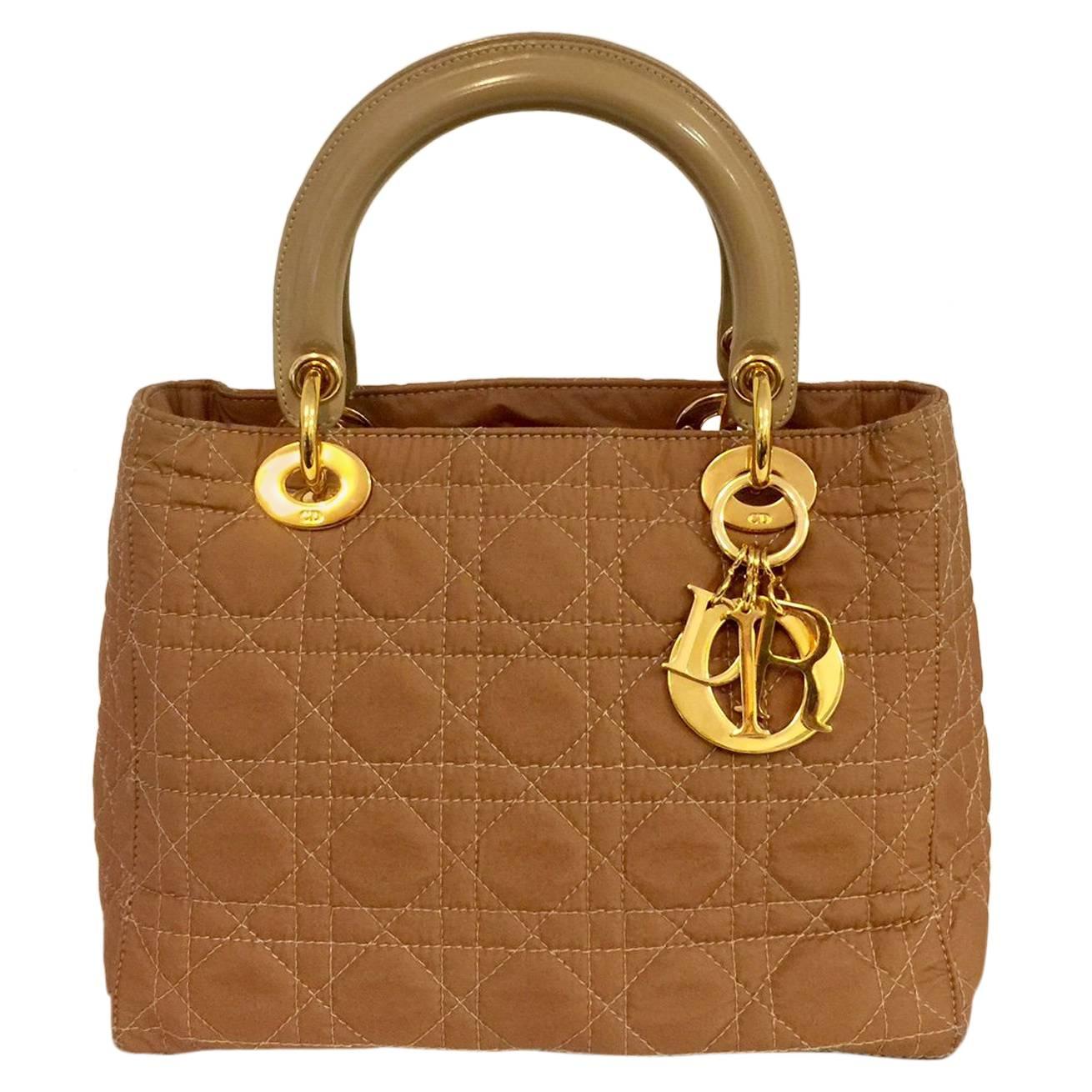 Christian Dior Camel Nylon Lady Dior MM Hand Bag at 1stDibs | lady dior ...