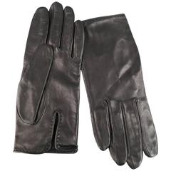 Vintage HERMES Size 7 1/2 Soft Black Leather Gloves