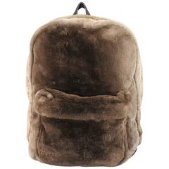 MARC JACOBS Taupe Brown Beaver Fur & Leather Backpack