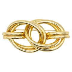 Christian Dior GROSSE - Grande broche vintage à double créoles imbriquées superposées, 1969