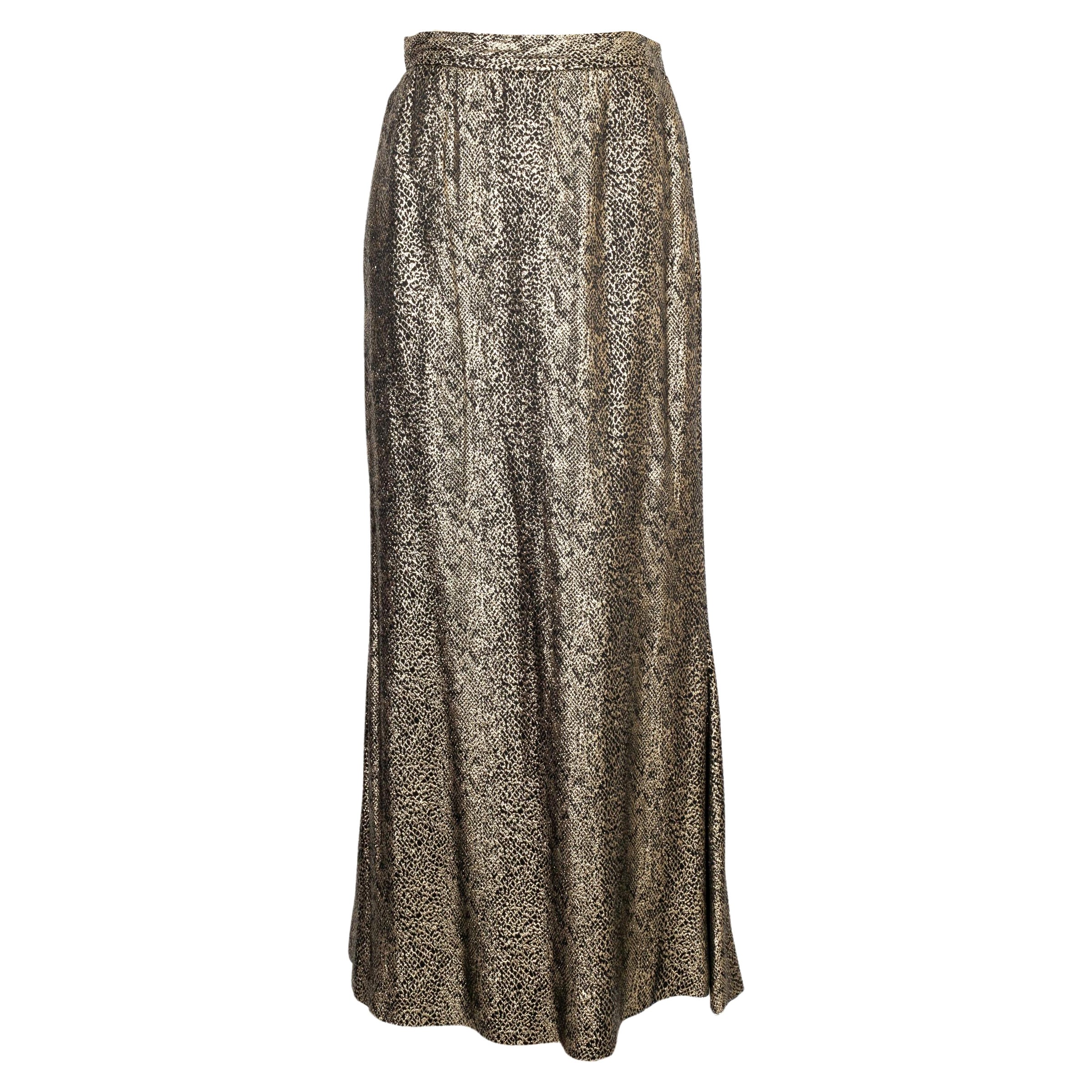 Yves Saint Laurent Silk Skirt Spring with Golden Lurex Yarns, 1986 For Sale