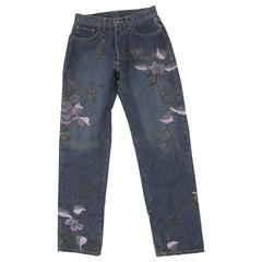 Tom Ford For Gucci Men's Floral Embroidered Jeans Autumn - Winter 1999