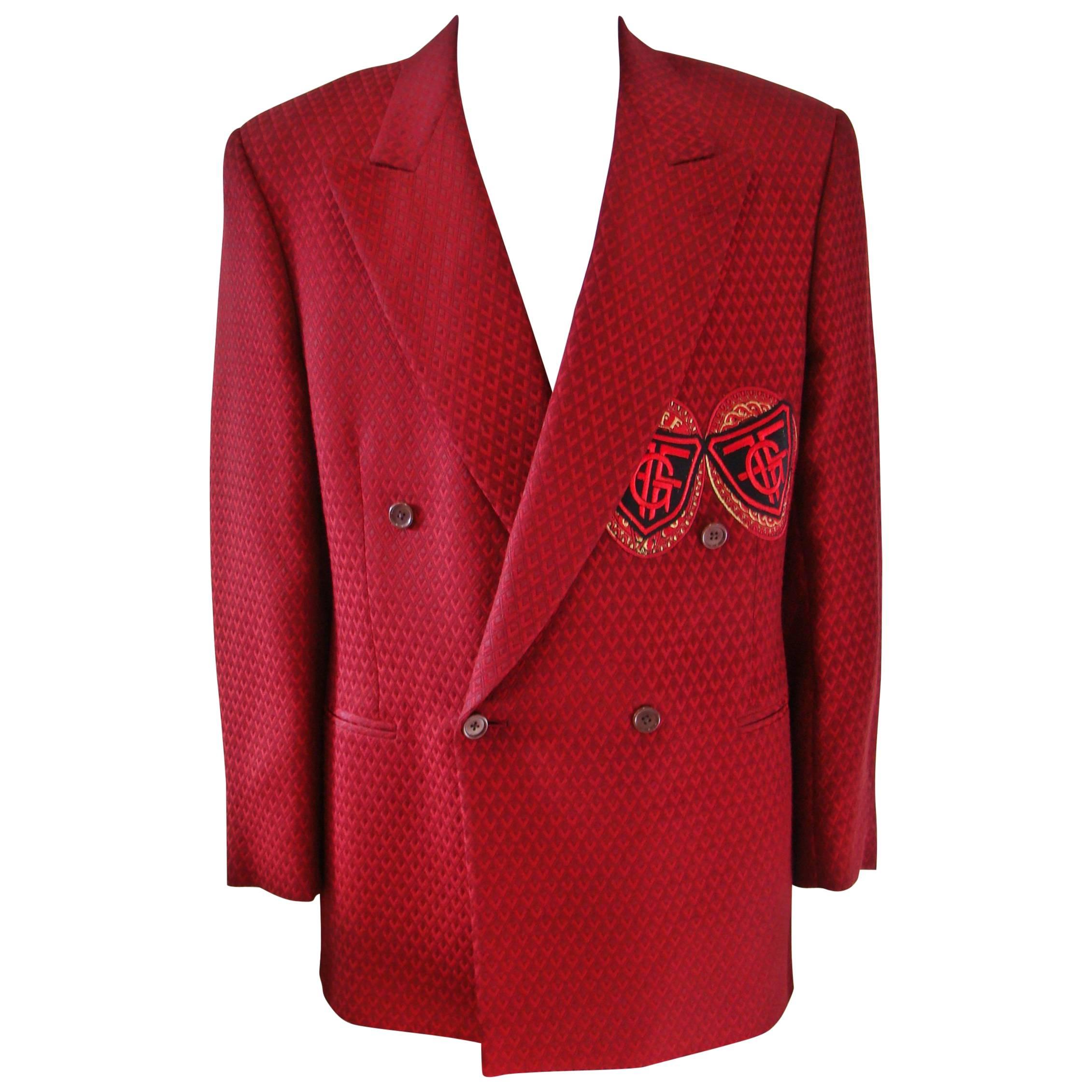 Gianfranco Ferre Rhombus Detail Burgundy Jacket For Sale