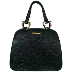 Yves Saint Laurent YSL Vintage Black Leather Arabesque Handbag