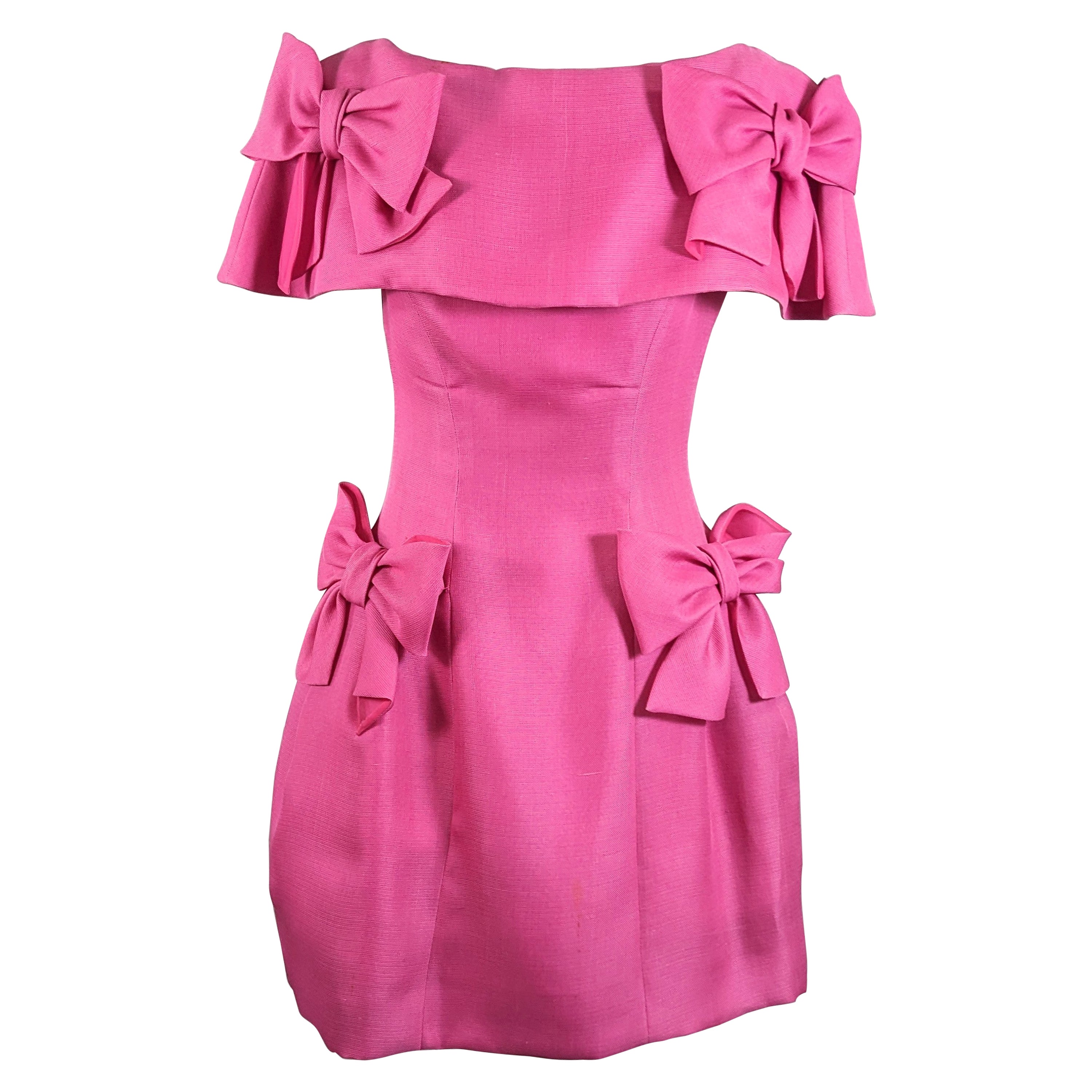 Guy Laroche Pink Silk Gazar Pouf Dress For Sale