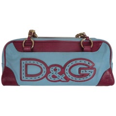 Retro Dolce & Gabbana Turquoise Leather Shoulder Bag