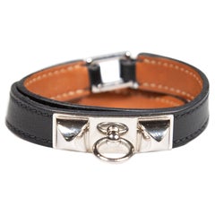 Hermès - Bracelet Rivale Double Tour en cuir noir