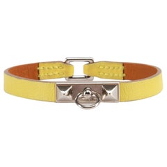 Hermès 2013 Yellow Swift Leather Palladium Plated Rivale Mini Bracelet