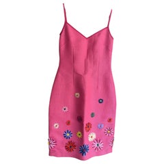 Fucsia Moschino Jeans dress with raffia flowers
