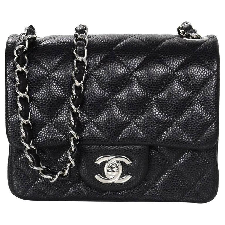 Chanel Black Caviar Leather Quilted Square Mini Crossbody Flap Bag SHW at  1stDibs