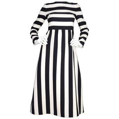 Valentino Black & White Stripe Long Sleeve Dress sz IT38