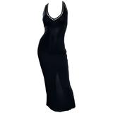 1990s Blumarine Anna Molinari Sexy Black Crstyal Studded Vintage Jersey Gown 90s
