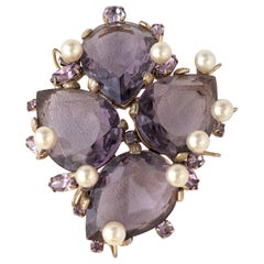 Amythest Crystal and Pearl Brooch, Schreiner