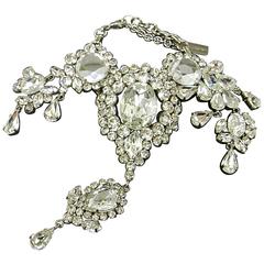 Dolce & Gabbana Silver Crystal Chain Link Evening Dangle Drop Bracelet in Box 12