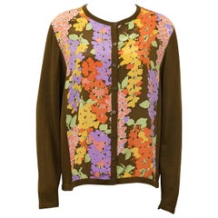 1980's Bob Mackie Cotton and Silk Floral Cardigan
