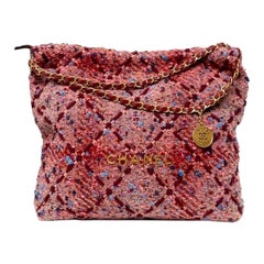 Borsa a Spalla Chanel 22 Bag Medium Tweed Rosa