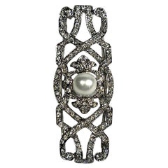 Anillo de cóctel con diamantes Art Decó Vintage de gran tamaño