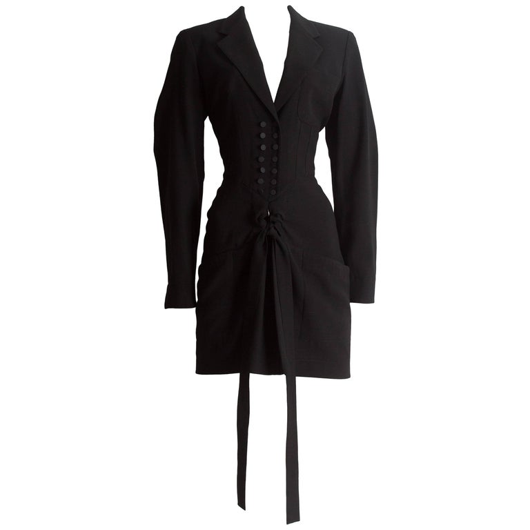 Alaia black wool mini dress, AW 1988 For Sale at 1stdibs