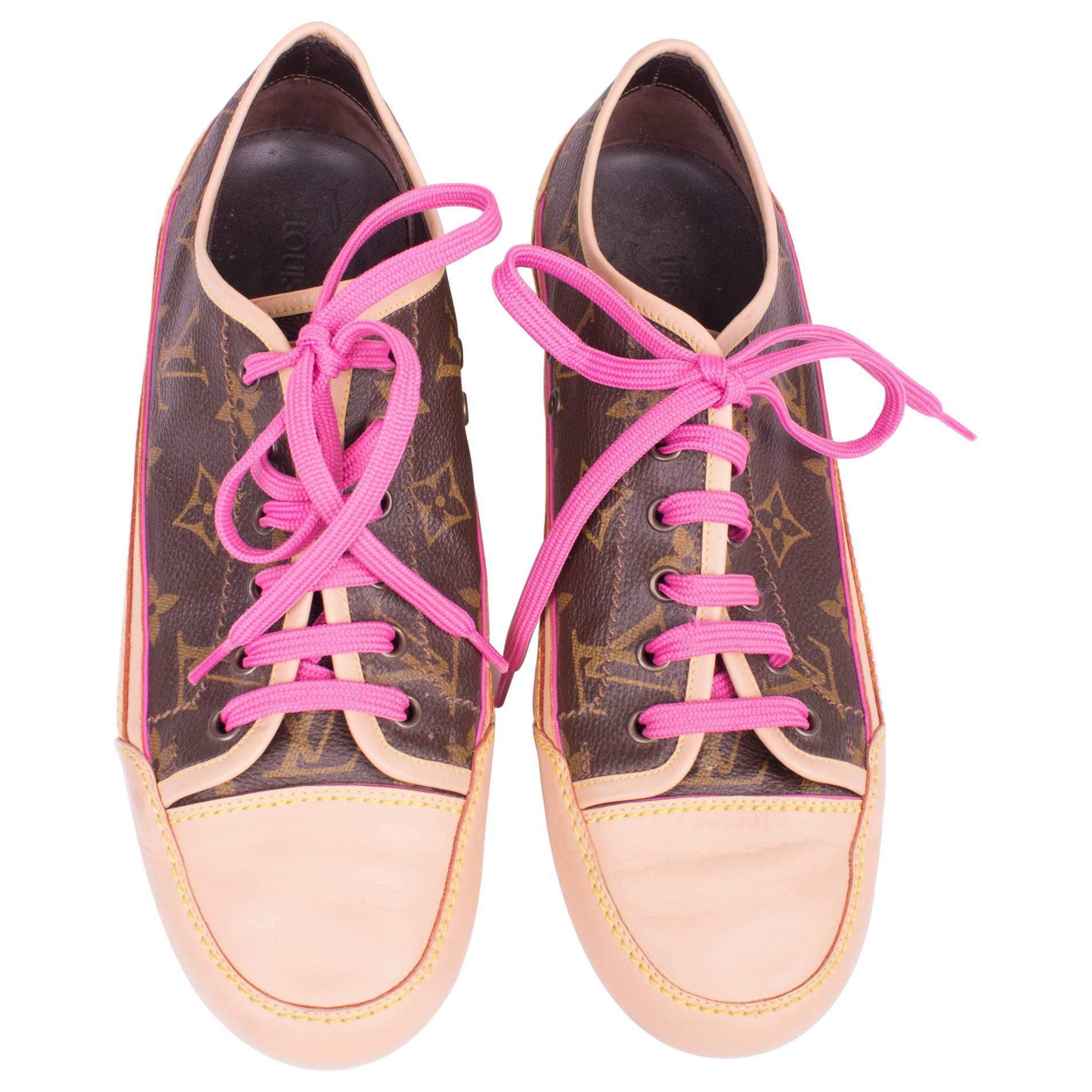 Louis Vuitton Pink White Monogram Mini Sprinteuse Sneakers Size 8