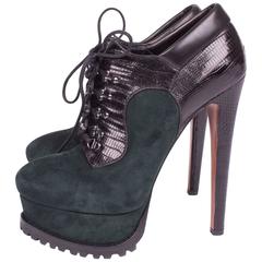 ALAIA High Heeled Lace-up Shoes - green/black 5