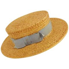 Men's or Women's 1920's Straw Boater, Won't You Come Punting with me? 4