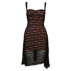 1993 AZZEDINE ALAIA abito in pizzo nero con bustier modellato