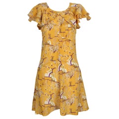 BIBA mini-robe art déco en jacquard imprimé des années 1960