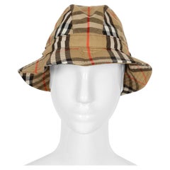 nuovo cappello a secchiello in cotone a quadri Nova di Burberry degli anni '80