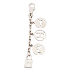 HERMES Palladium Breloque Olga Cadena lock H logo horse dog coin bag charm chain