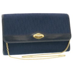 Christian Dior Marineblau Monogramm Abend Umhängetasche 1990s