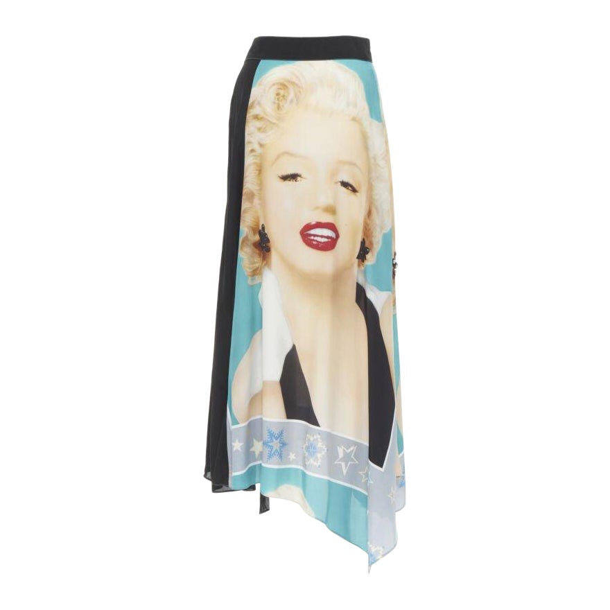 rare LOEWE Pop Art lady portrait print crystal embellished wrap skirt FR36 XS For Sale