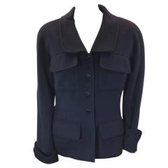 Chanel Black Cashmere Button up Coat
