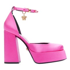 VERSACE Runway Aevitas 120 Pink Paradise satin crystal Medusa platform EU37.5
