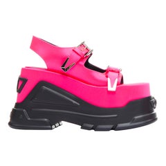 VERSACE Anthem 120 Tropical Pink fuschia satin platform chunky sandals EU37