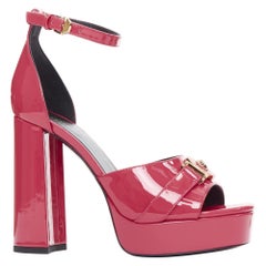 VERSACE Tribute fuschia pink patent Medusa emblem open toe platform sandal EU37